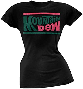 Mountain Dew - Distressed Logo Juniors Black T-Shirt