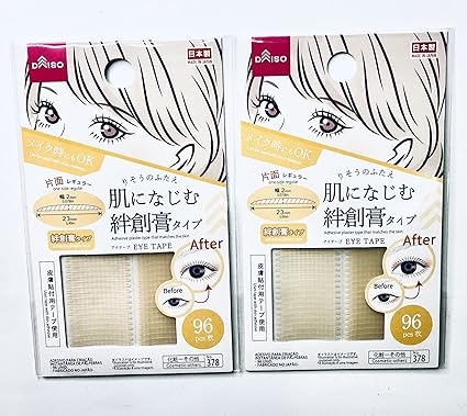 Daiso DAISO JAPAN, Double Folded Eyelid Tape | 96 pcs | Adhesive Plaster Style (Set of 2)