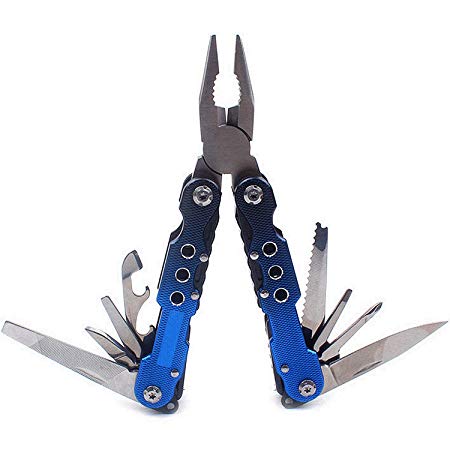 Hyperspace Multitool Pliers Set Stainless Steel 14-in-1 Floding Pocket Pliers Kit Perfect for for Camping, Fishing, Hunting, Repair, DIY (Black & Blue)