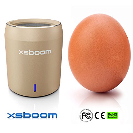 XSBOOM Mini Bluetooth Speaker for Apple iPad iPhone iPod MP3 | Best Small Portable Wireless Speakers with Android Samsung Laptop The Perfect Travel Gift has Super Bass USB Wifi in Gold