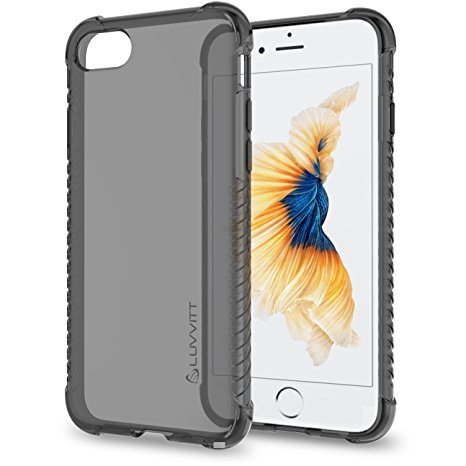 iPhone 7 Case, LUVVITT [Clear Grip] Soft Slim Flexible TPU Back Cover Transparent Rubber Case for Apple iPhone 7 - Transparent Black