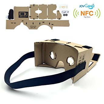 Google Cardboard,JoyGeek VR Headset 3D Glasses Virtual Reality Glasses for 3.5-6"Inch Cellphones iOS Apple iPhone and Android Smartphones with Headband,NFC and Magnet(DIY Version)