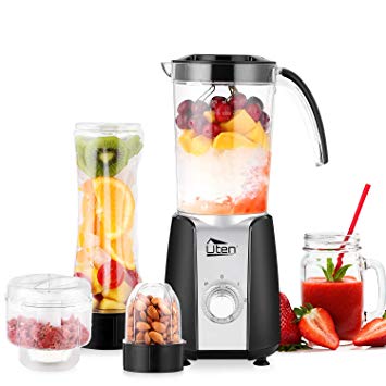 Blender Uten, Multi-Functional 1.25L High-Speed 22,000 RPM/Min Smoothie Maker and Ice Crusher with 600ML Portable Mini Blender and Food Processor for Juicer Fruit Vegetable 220W