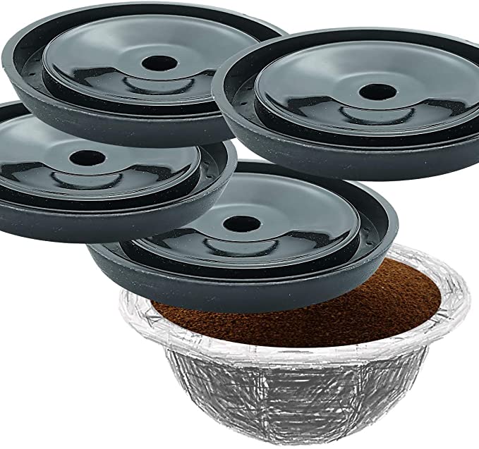 4 Reusable Coffee Capsule Discs: refillable for VERTUOLINE & VERTUO Capsules, Compatible with NESPRESSO VERTUOLINE & VERTUO pods, 4 DISC Set for Capsule Size 1.35/2.70/5.07/7.77/14.00 FL OZ