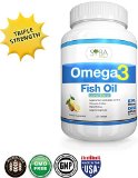 Omega 3 Lemon Flavored Fish Oil Supplements - 120 High Potency Triple Strength 650mg DHA  860mg EPA Per Serving 1300mg Essential Fatty Acids Softgels - Molecularly Distilled Heavy Metals and Toxins Free - Supports Heart Brain Skin Eyes - Best Healthy Alternative for Joint Pain and Inflammation - NO Fishy Burps or Fishy Aftertaste - Made in USA - 30 Days 100 Money Back Guarantee