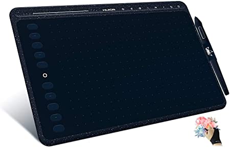 HUION HS611 Graphics Drawing Tablet 10X6 inch with 8192 Levels Battery-Free Pen, 8 Multimedia Keys and 10 Press Keys, Support Android, Ideal Use for Distance Education and Wed Conference,Starry Blue