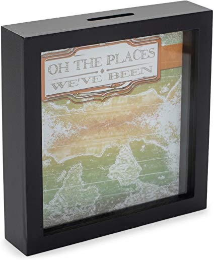 Oh The Places We've Been 7 x 7 Black Wood Framed Shadow Box Ticket Stub Holder
