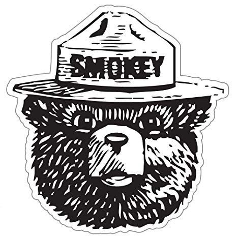 StickyChimp Smokey the Bear Firefighting WILDFIRE sticker 4" x 4",Black