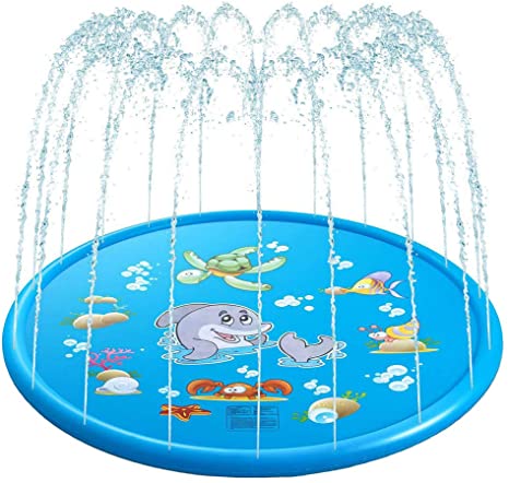 BBwin Splash Pad 68 inch Sprinkler Play Mat for Baby Toddlers Kiddie Kids Dogs Outdoor Summer Inflatable Spray Water Toys