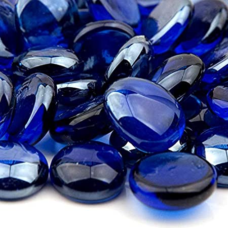 AKOYA Outdoor Essentials 10-Pound Fire Glass Round Drops 3/4 inch Reflective Tempered Crystal Beads for Fire Pit (10 lbs - 3/4 inch, Cobalt Blue)