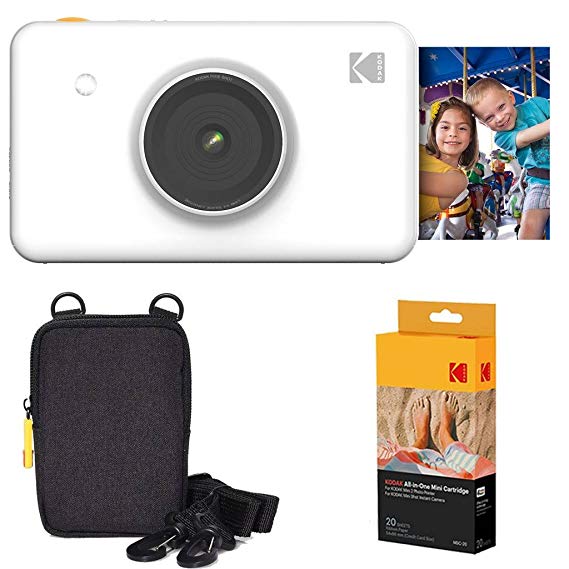 Kodak Mini Shot Instant Camera (White) Basic Bundle   Paper (20 Sheets)   Deluxe Case