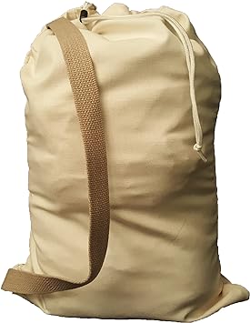 Heavy Duty 16in x 22in Canvas Laundry Bag with Strap - Made in The USA (Natural)