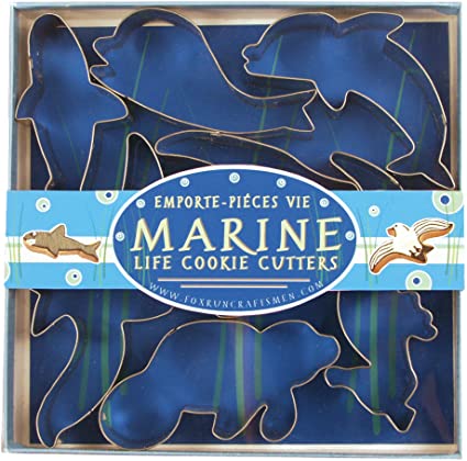 Fox Run Marine Life Cookie Cutters, 1 x 3.75 x 3 inches, Metallic