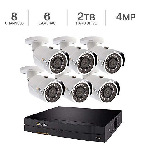 Q-See 8-channel HD IP NVR with 2TB HDD, 6 4MP Cameras with 100' Night Vision