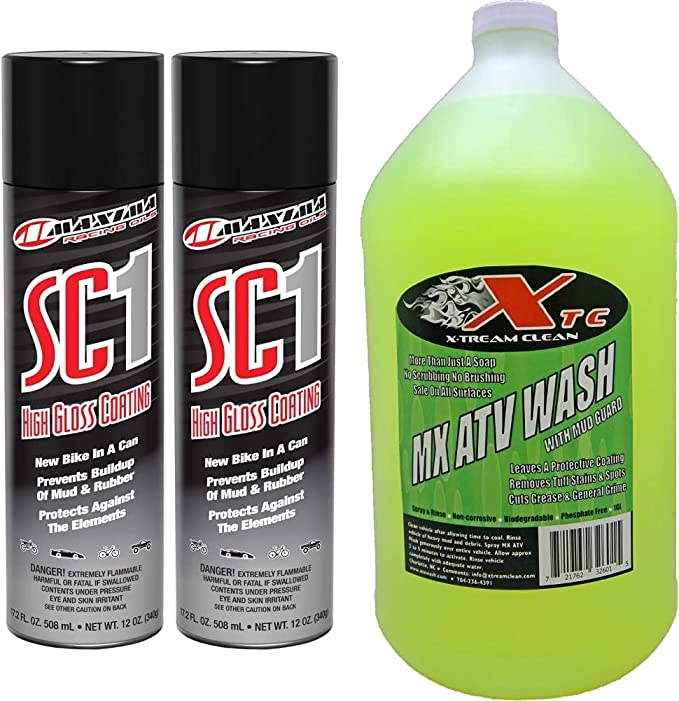 Maxima 78920-2PK SC1 High Gloss Coating 34.4 FL. OZ. 1016 mL - NET WT. 24 OZ. (680g), 2-Pack & X-Tream Clean XTC01-1 MX ATV Wash - 1 Gallon,Green