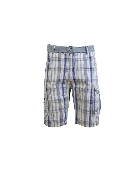 Galaxy by Harvic Men’s Plaid Belted Cargo Shorts