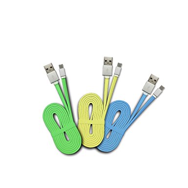 Micro USB Cable, Special Design Colors Colorful Metal Wraped Computer Cables & Interconnects Android Cell Phone Cables 10FT/3M Extra Long Type High Speed USB 2.0 Sync and Charging Cables (3 color*1)