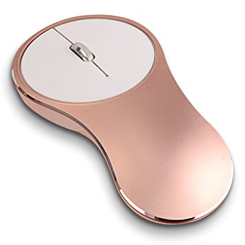 HaloVa Wireless Mouse, Aluminum Alloy Portable Soundless Optical Mice with 2.4G USB Receiver for Mac, Laptop, Tablet, Macbook, Notebook, PC, Rose Gold