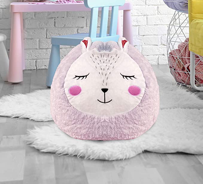 Beanbag For Kids: Soft And Comfortable Stuffed Bean Bag Chair For The Nursery, Cute Animal Design For Boys And Girls, Lux Plush Fabric, For Children Of All Ages 18’’ x 18’’ x 14’’ (Bunny)