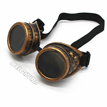 WEICHUAN New Sell Vintage Steampunk Goggles Glasses Welding Cyber Punk Gothic(purple bronze)