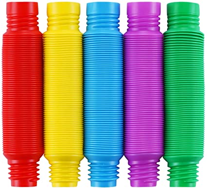 CVNDKN 5 Pack XL Pop Tubes Sensory Toys,Stretch Tube for Kids Decompression and Adults Finger Toys.Multi-Color XL Tubes for DIY Creative Handmade Activities. (5 Colors-XL)