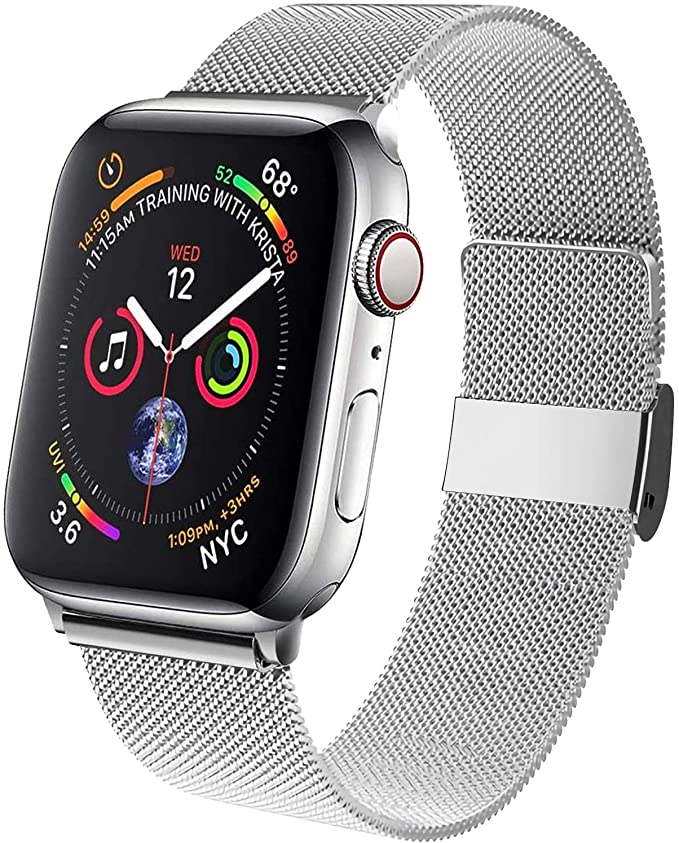 GBPOOT Band Compatible with Apple Watch Band 38mm 40mm 42mm 44mm, Wristband Loop Replacement Band for Iwatch Series 6/SE/5/4/3/2/1,Silver,38mm/40mm