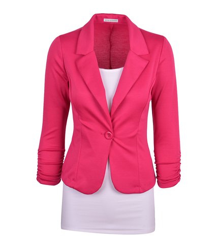 Auliné Collection Women's Casual Work Solid Candy Color Blazer