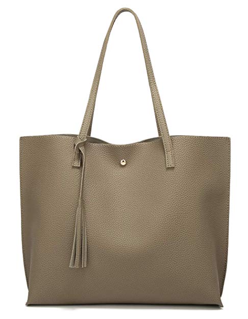 Women's Soft Leather Tote Shoulder Bag from Dreubea, Big Capacity Tassel Handbag