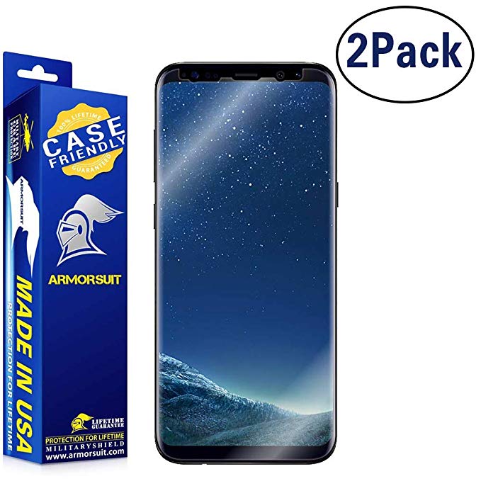 [2 Pack] ArmorSuit - Galaxy S8 MilitaryShield Lifetime Replacements [Case Friendly] Screen Protector for Samsung Galaxy S8