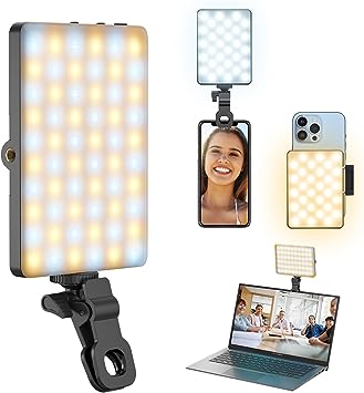 Youlisn Selfie Light for Phone, 60 LED Phone Light with Rechargeable Clip and Adjusted 3 Light Modes, 2000mAh Video Light for Phone iPad, Laptop, Makeup, TikTok, Selfie, Vlog, Video Conference