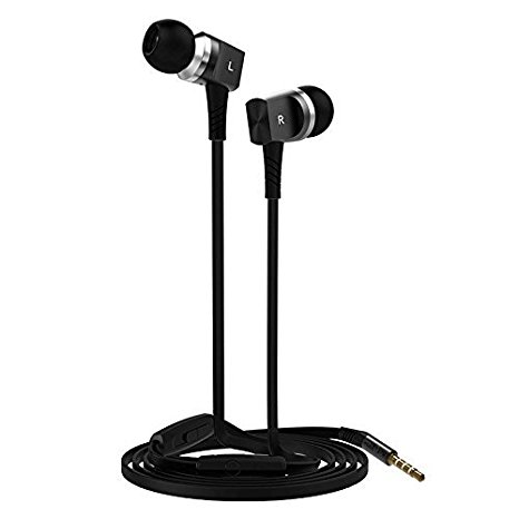 Bibuds M8 Wired In-Ear Headphones Earbuds Clear Deep Bass Earphones with In- line Mic（NO Volume Control）Flat Tangle Free Cable Ideal for Smartphones, Tablets and Mp3/Mp4 Players. (Black)