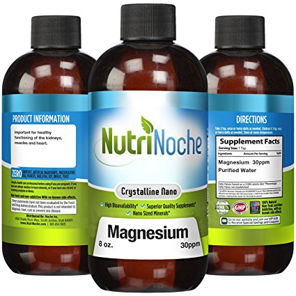 NutriNoche Magnesium Water Supplement - Best Magnesium - Colloidal Minerals - 30 PPM 8 oz