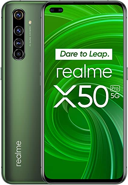 realme X50 Pro – Smartphone 5G de 6.44”, 8 GB RAM   256 GB ROM, procesador OctaCore Qualcomm Snapdragon 865, cuádruple cámara AI 64MP, MicroSD, Moss Green [Versión ES/PT]