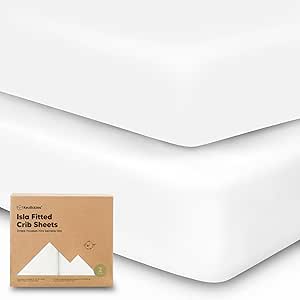 2-Pack Crib Sheets for Boys,Girls - Viscose Derived from Bamboo Fitted Crib Sheet, Organic Baby Crib Sheets, Crib Mattress Sheet,Toddler Bed Sheets,Baby Sheets for Crib Fitted Sheets(Soft White)