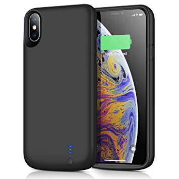 Smtqa Battery Case for iPhone XS Max, [6000mAh] Charging Case Extended Battery for iPhone XS Max Rechargeable Battery Backup Power Bank Portable Charger Case 6.5 inch Black 【Upgraded Version】