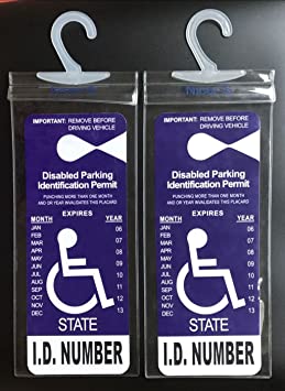 Handicapped Parking Placard Holder (2 Pcs)- Disabled Parking Permit Holder - Placard Protective With Larger Hook Fit Rearview Mirror