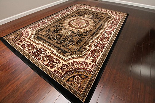 Feraghan/New City Transitional French Floral Wool Persian Area Rug, 2' x 3', Black