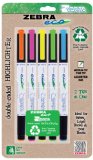 Zebra Eco Zebrite Double-Ended Highlighters Fine Point and Medium Chisel Tip 5 Assorted Colors 5 Pack  75005