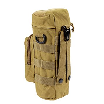 Ultra-light Molle Compatible Water Bottle Pouch Brand New High Quality Polyester Body Durable Zipper Closure Flip Top Coyote for Outdoor Activity Using Khaki