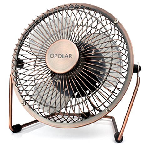 OPOLAR Desk Fan, Upgraded 6 Inch Blades, Ultra Quite USB Fan with Enhanced Airflow, Antique Metal Design, 360° Rotating Free Adjustment Personal Cooling Office Fan - One Setting