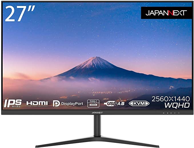 JAPANNEXT IPSパネル搭載27インチ WQHD解像度USB-C給電対応液晶モニターJN-IPS27WQHDR-C65W HDMI DP USB-C(65W給電) KVM機能