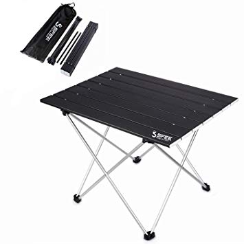 Sfee Folding Camping Table - Portable Ultralight Aluminum Camp Table Lightweight Compact Roll Up Picnic Table for Picnic Outdoor Hiking BBQ Camping Kitchen Fishing Beach with Carry Bag