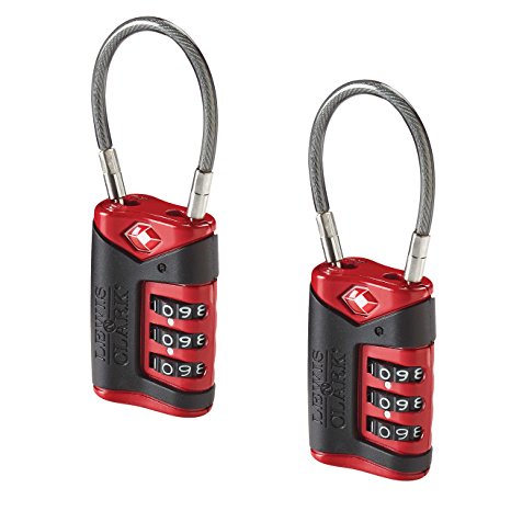 Lewis N. Clark TSA-Approved Combination Luggage Lock With Steel Cable (2-Pack)