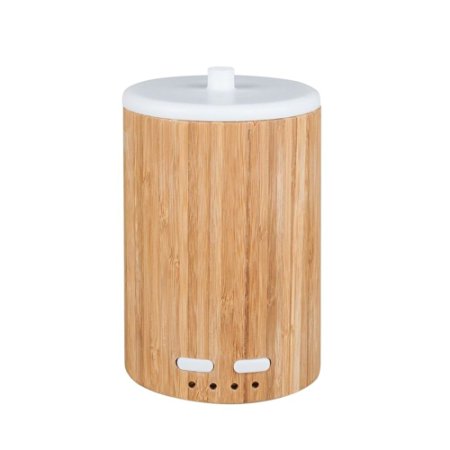 KEDSUM 150ML Bamboo Essential Oil Diffuser Sonic Air Humidifier with 5 Mist Timer Setting,8 Color LED lights,6 Hours Continous Mist Mode,Auto Shut-off For Home,Yoga,Office,Spa