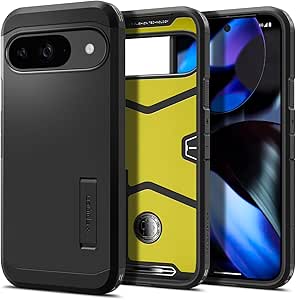 Spigen Tough Armor Designed for Pixel 9 case/Pixel 9 Pro case (2024) [Military-Grade Protection] [Kickstand] - Black