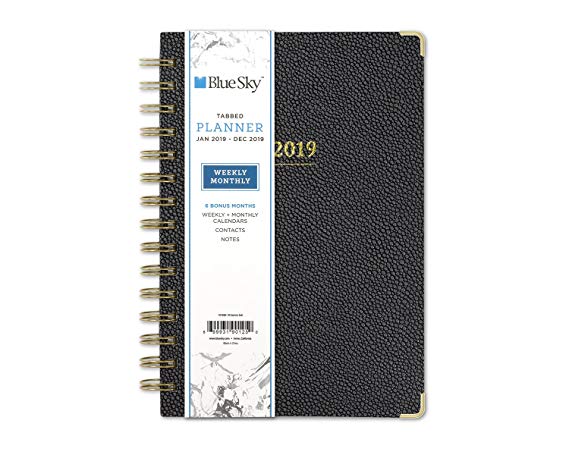 Blue Sky 2019 Weekly & Monthly Planner, Hardcover, Twin-Wire Binding, 5" x 8", Carerra