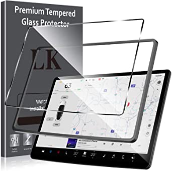 1 Pack LK Screen Protector for Tesla Model 3 Tempered Glass HD Clear, Easy Frame Installation, Anti-Scratch