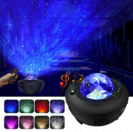 Star Projector, 2 in 1 Ocean Wave Projector Star Sky Night Light w/LED Nebula Cloud with Bluetooth Music Speaker & Timer Function for Halloween gift/Kids Bedroom/Game Rooms/Home Theatre/Room Decor/Night Light Ambiance (black)