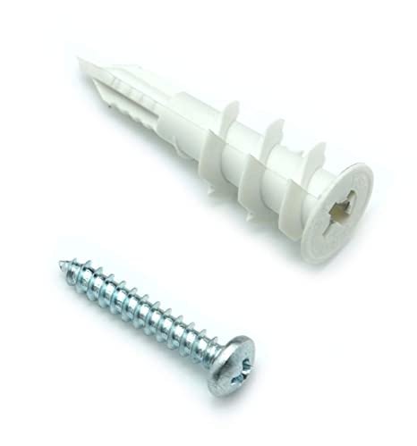 CONFAST Nylon Self-Drilling Drywall/Hollow-Wall Anchor Kit with Screws, 200 Pieces (100 Anchors 100 Screws) Includes #8 Anchors with Screws (Nylon)