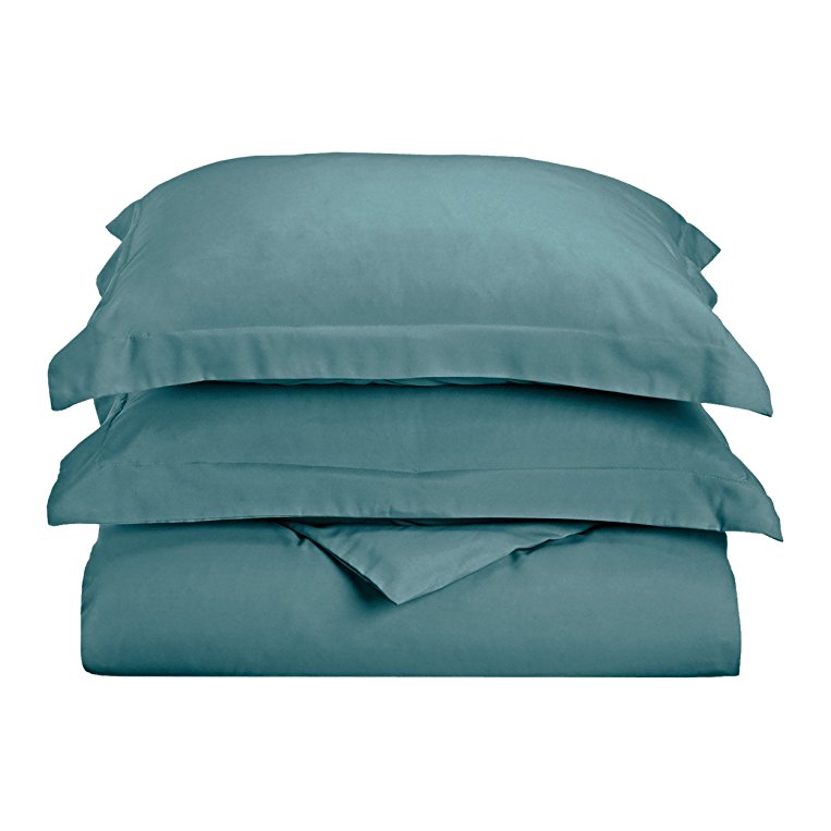 1500 Series 100% Brushed Microfiber 3-piece Full/Queen Duvet Cover Set Solid, Teal - Super Soft and Wrinkle Resistant